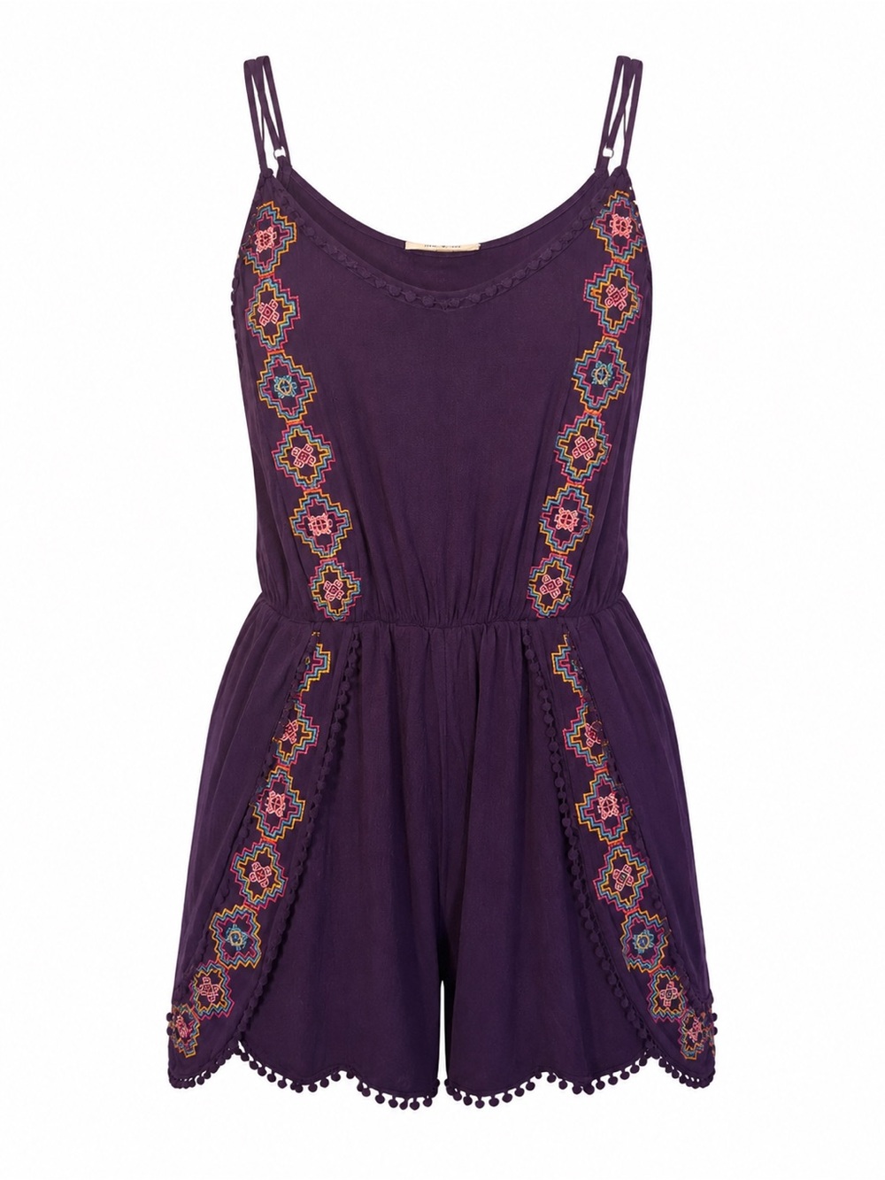 Taylor & Sage Purple Embroidered Sleeveless Romper